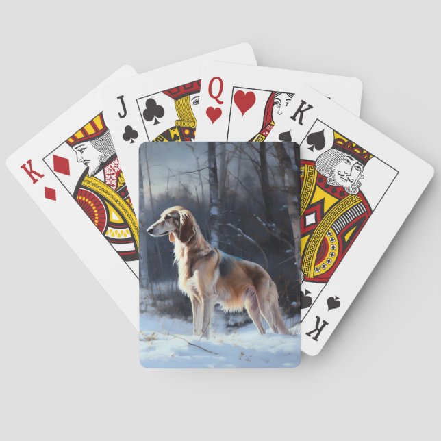 Saluki Let It Snow Christmas Playing Cards (Back)
