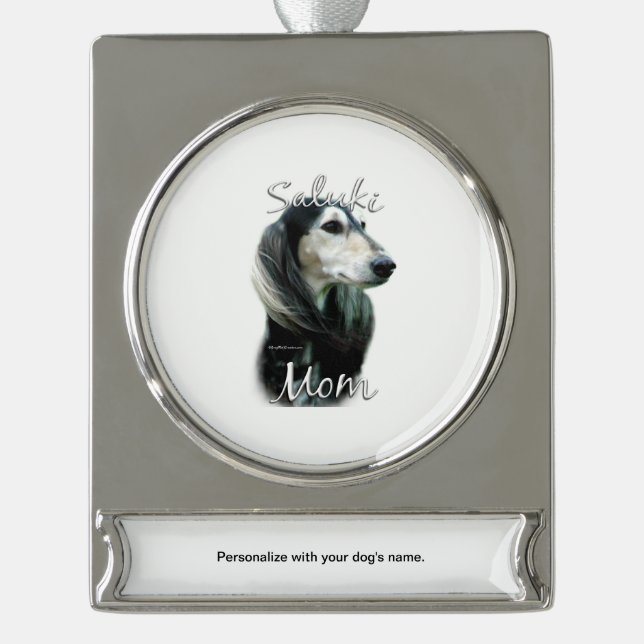 Saluki Mum 2 Silver Plated Banner Ornament (Front)