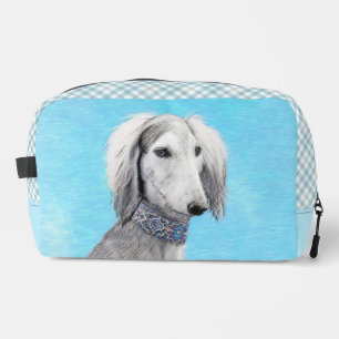Saluki Painting Silver Feathered Original Dog Art Dopp Kit