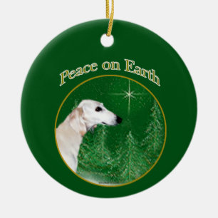 Saluki Peace Ceramic Tree Decoration