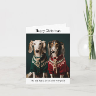 Saluki Puppies Happy Christmas Card