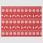 Saluki Silhouettes Christmas Pattern Red Tissue Paper<br><div class="desc">Festive Red and White Christmas Sweater Style Pattern with Saluki Silhouettes</div>