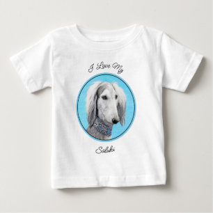 Saluki (Silver) Painting - Cute Original Dog Art Baby T-Shirt