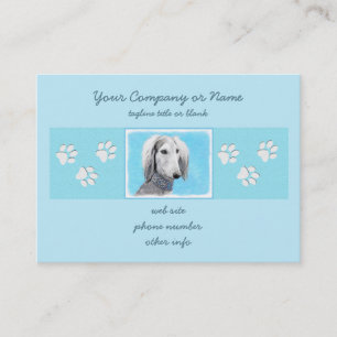 Saluki (Silver) Painting - Cute Original Dog Art Business Card