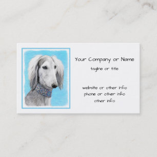 Saluki (Silver) Painting - Cute Original Dog Art Business Card