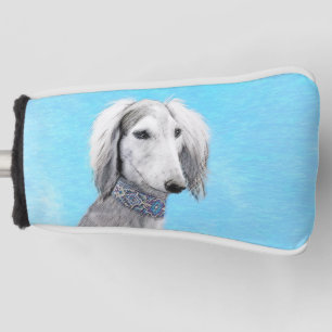 Saluki (Silver) Painting - Cute Original Dog Art Golf Head Cover