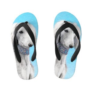 Saluki (Silver) Painting - Cute Original Dog Art Kid's Jandals