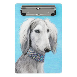Saluki (Silver) Painting - Cute Original Dog Art Mini Clipboard