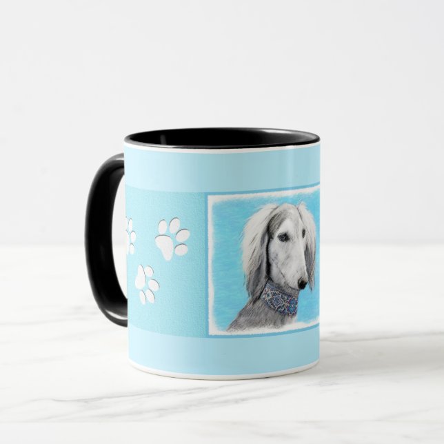Saluki (Silver) Painting - Cute Original Dog Art Mug (Front Left)