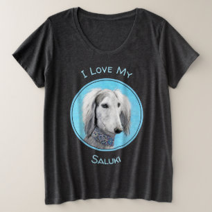 Saluki (Silver) Painting - Cute Original Dog Art Plus Size T-Shirt
