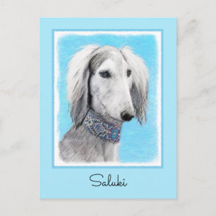 Saluki (Silver) Painting - Cute Original Dog Art Postcard