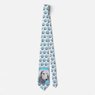 Saluki (Silver) Painting - Cute Original Dog Art Tie