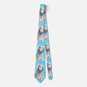 Saluki (Silver) Painting - Cute Original Dog Art Tie