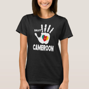 Salut Cameroon With Cameron Flag In A Heart Love C T-Shirt