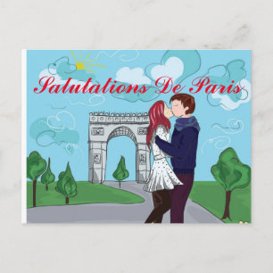 SALUTATIONS DE PARIS FRENCH POSTCARD