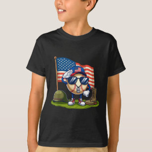 Salute Baseball American Usa Flag Memorial Day 4th T-Shirt