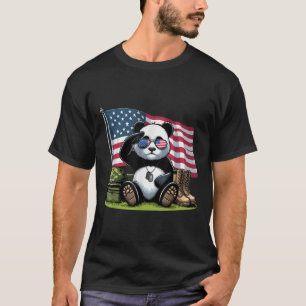 Salute Panda American Usa Flag Memorial Day 4th Of T-Shirt