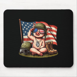 Salute Pig American Usa Flag Memorial Day 4th Of J Mouse Pad