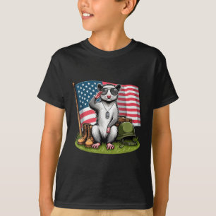Salute Possum American Usa Flag Memorial Day 4th O T-Shirt
