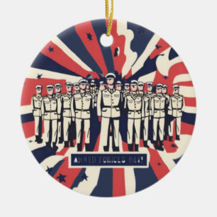 "Salute to Service: Happy Armed Forces Day"T-Shirt Ceramic Tree Decoration
