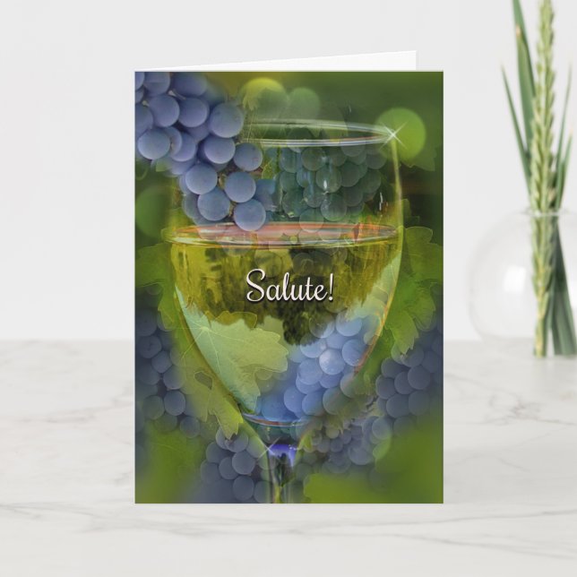 Salute Wine Birthday Card for Friend (Front)