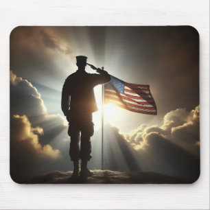 Saluting American Soldier  Mouse Pad