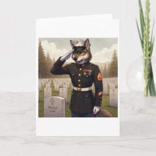 Saluting Marine Corps Wolf  Holiday Card