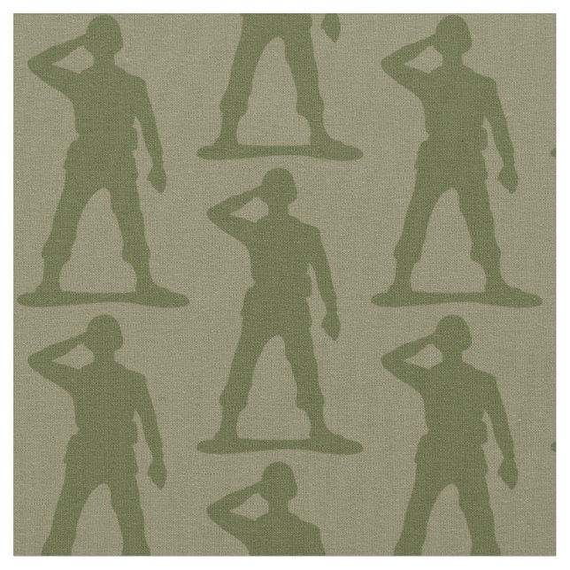 Saluting Soldier Camo Green Silhouette Fabric (Close Up)