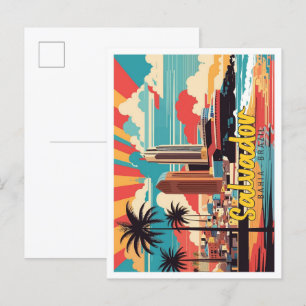Salvador Bahia Brazil Pop Art Travel Illustration Postcard