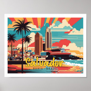 Salvador Bahia Brazil Pop Art Travel Illustration Poster