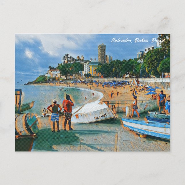 Salvador, Bahia, Brazil, Porto da Barra Art Postcard (Front)