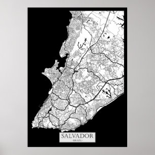 Salvador Brazil Map Poster