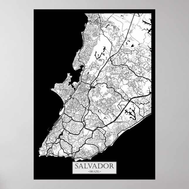 Salvador Brazil Map Poster (Front)