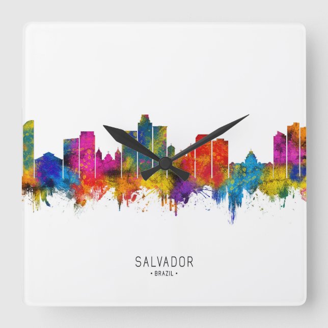 Salvador Brazil Skyline Square Wall Clock (Front)