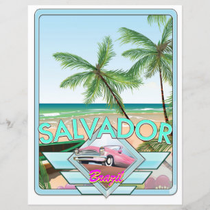 Salvador Brazil vintage style travel poster.