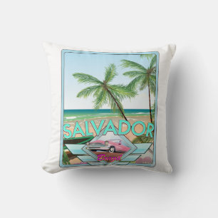 Salvador Brazil vintage style travel poster. Cushion