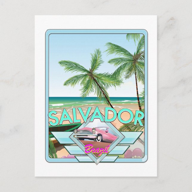 Salvador Brazil vintage style travel poster. Postcard (Front)