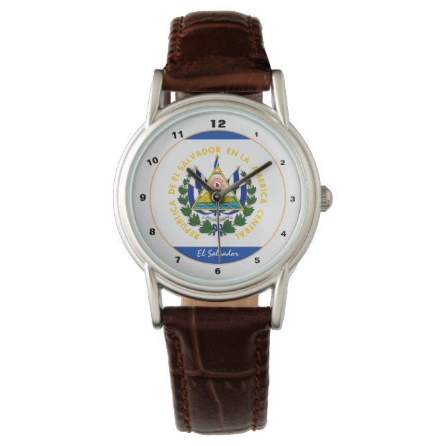 Salvador Flag & El Salvador trendy fashion /design Watch (Front)