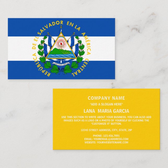 Salvadoran Flag & Coat of Arms, El Salvador Business Card (Front/Back)