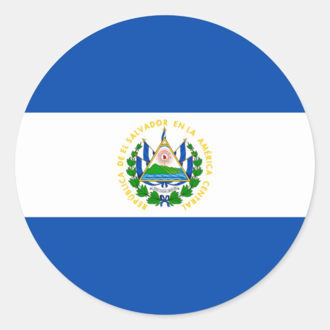 Salvadoran Flag, Flag of El Salvador Classic Round Sticker (Front)