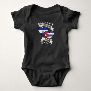 Salvadorian Cuban Heart Flags El Salvador Cuba Baby Bodysuit