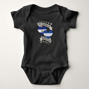 Salvadorian Honduran Heart Flags El Salvador Hondu Baby Bodysuit