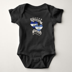 Salvadorian Nicaraguan Heart Flags El Salvador Nic Baby Bodysuit