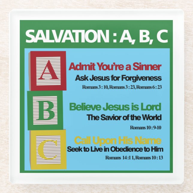 Salvation ABC Glass Coaster (Front)