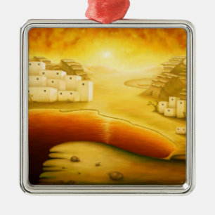 "Salvation" - Middle East, Orient Sunset Painting Metal Tree Decoration