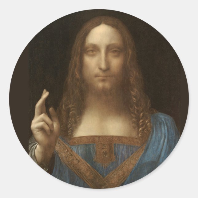 Salvator Mundi by Leonardo da Vinci circa 1500 Classic Round Sticker (Front)