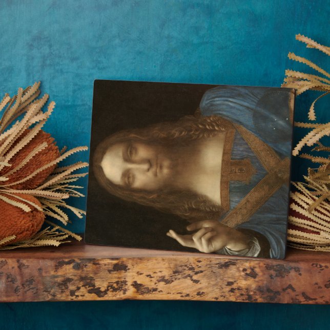 Salvator Mundi by Leonardo da Vinci Plaque (Side)