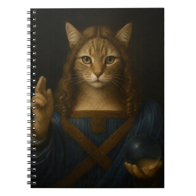 Salvator Mundi Cat Renaissance Parody Art Notebook (Front)