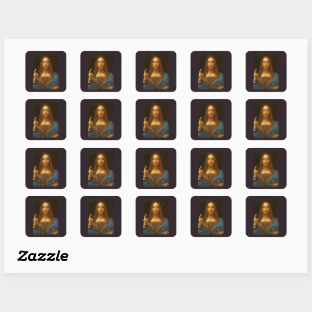 SALVATOR MUNDI FINE ART PRINT  SQUARE STICKER (Sheet)