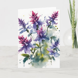 Salvia - Watercolor flowers Card